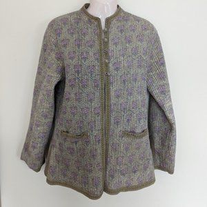 Reversible QUILTED jacket boho print womens Large